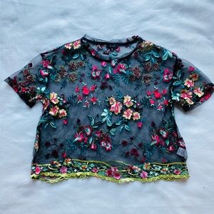 Sheer black floral top